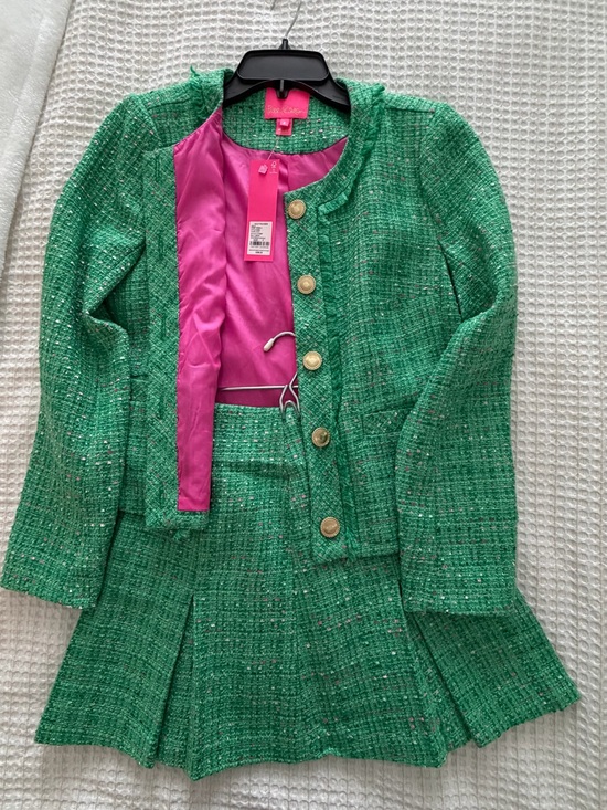 Lilly Pulitzer Dresses & Skirts - Lilly Pulitzer Green Tweed Jacket with Pink Lining
